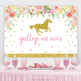 Gakkop sur fond de joyeux anniversaire floral cheval